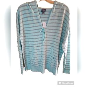 SOHO women's mint green/gray hooded long-sleeved sweater size M